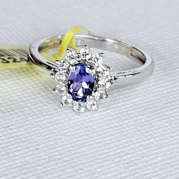 Genuine Tanzanite & White Zircon Ring Platinum over Sterling Silver Sz ! ✨️ - Picture 3 of 10